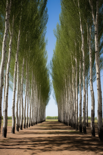 栽植荒地种生态植杨树摄影图
