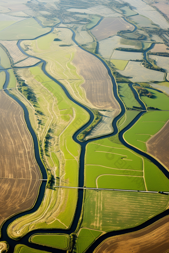 高标准节水灌溉沟渠摄影图