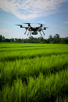 乡村振兴和农业无人机喷洒摄影图