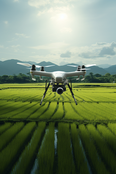 水利设施农业无人机喷洒摄影图
