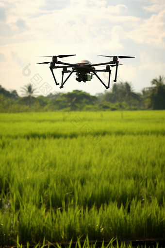 农业无人机喷洒摄影图