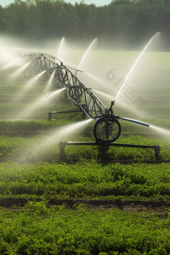 农田喷洒水利设施节水灌溉设备摄影图
