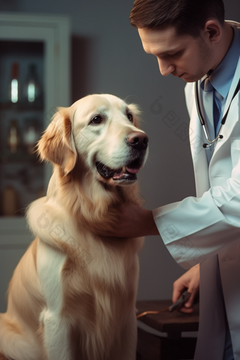 宠物医院动物接种疫苗检验医生检查摄影图