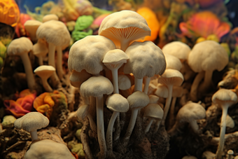 香菇蘑菇种植场景美食摄影图
