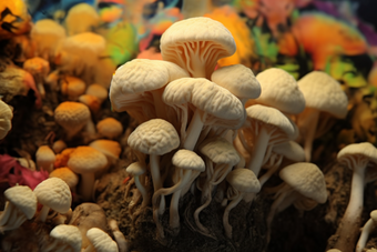 有机农业香菇蘑菇种植场景摄影图