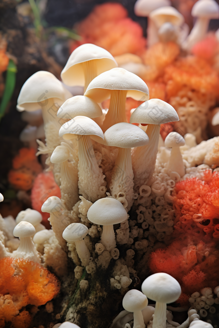 香菇自然蘑菇种植场景摄影图