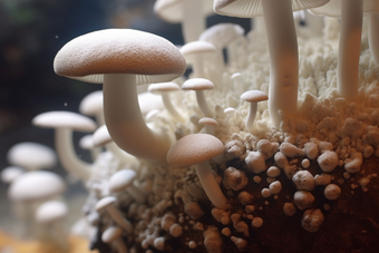 田园风光蘑菇种植场景摄影图