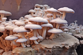 平菇菇类采摘种植场景摄影图