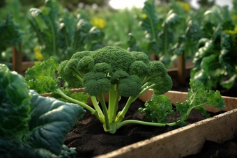 西兰花种植菜肴食材场景摄影图