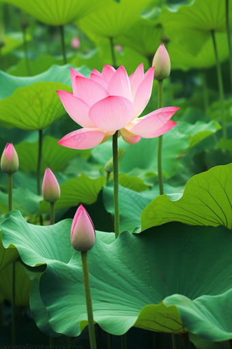 莲花开放荷花池池塘花瓣