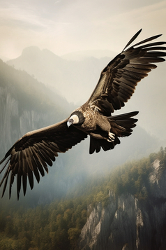 展翅高飞的秃鹫摄影图