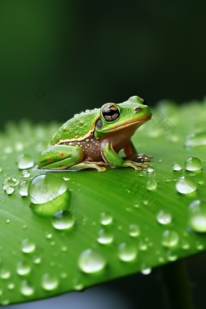 荷叶上的青蛙动物防疫摄影图