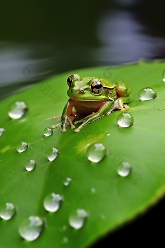 荷叶上的青蛙病虫害防治摄影图