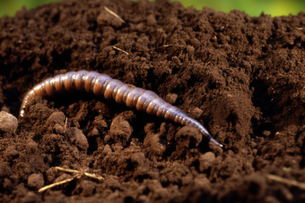 蚯蚓在土壤摄影图