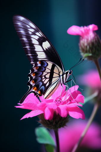 花朵上的蝴蝶摄影图