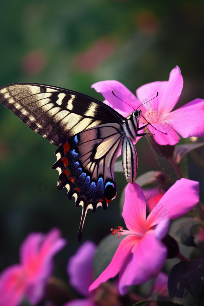 扇动翅膀的益虫蝴蝶摄影图
