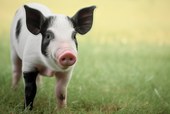 草地上一群可爱的小猪仔小香猪摄影图图片