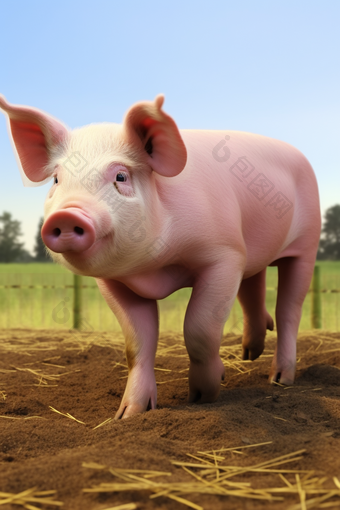 一只公猪饲养农场猪养殖摄影图