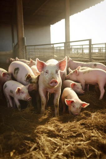 猪圈农场猪养殖环境摄影图
