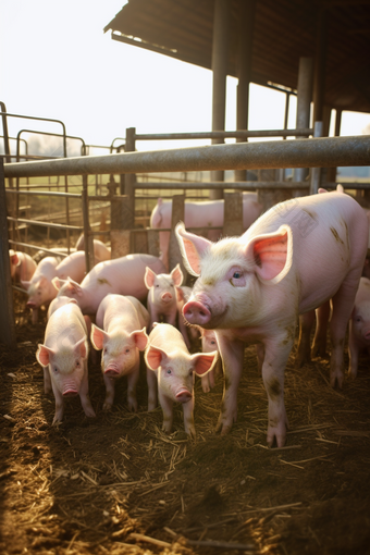 现代畜牧业猪场猪圈猪养殖环境摄影图