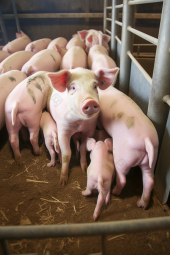 现代畜牧业猪场猪圈农场猪养殖环境摄影图
