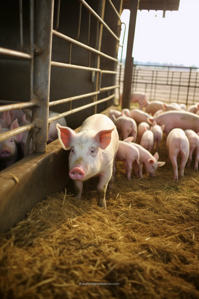 现代畜牧业猪场猪圈农场猪摄影图