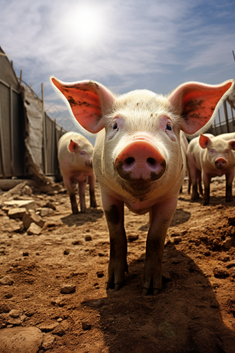 猪在猪棚猪舍猪养殖饲养摄影图