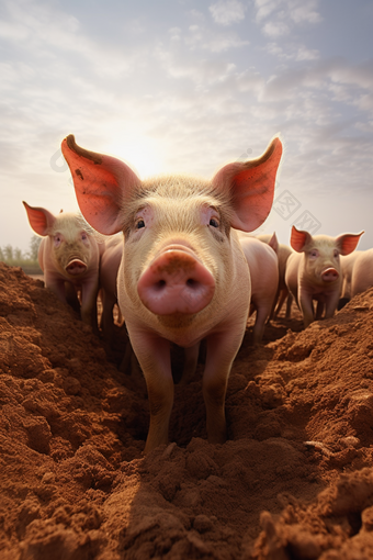小猪在猪棚猪舍猪养殖摄影图
