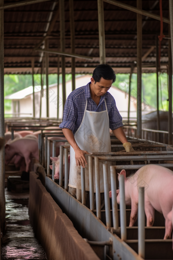 现代农场养殖畜牧业猪养殖摄影图