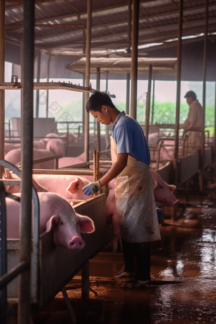 农场养殖畜牧业猪圈智能饮水系统自动化养殖摄影图