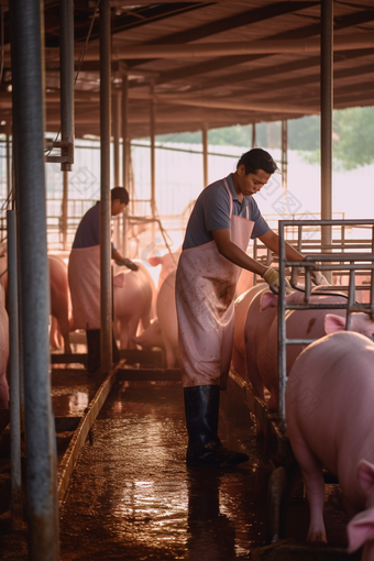 现代养殖畜牧业<strong>猪圈</strong>智能饮水系统自动化养殖摄影图
