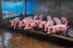 现代农场猪舍猪养殖畜牧业猪圈沉淀摄影图