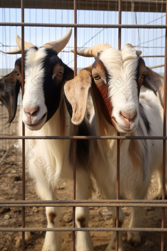 波尔山羊羊舍养殖场景摄影图