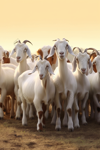 现代化养殖波尔山羊羊群摄影图