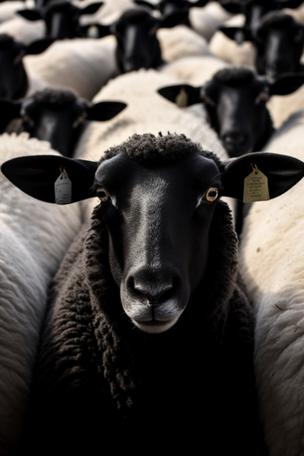 科学养殖农场的杜泊羊群摄影图