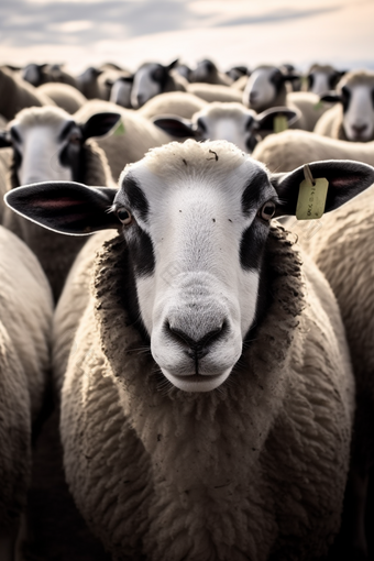 农场的科学饲养杜泊羊群摄影图