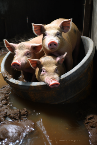 现代科技畜牧业养殖饲养猪圈消毒浸泡摄影图