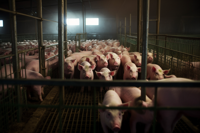 现代科技畜牧业猪圈农场饲养规模化摄影图