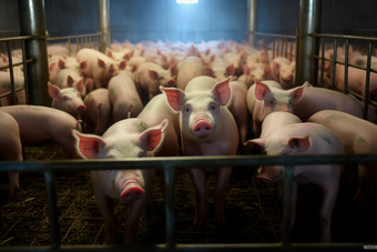 现代科技畜牧业猪圈农场规模化养猪摄影图