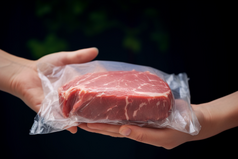 餐饮超市市场猪肉真空包装猪肉加工摄影图