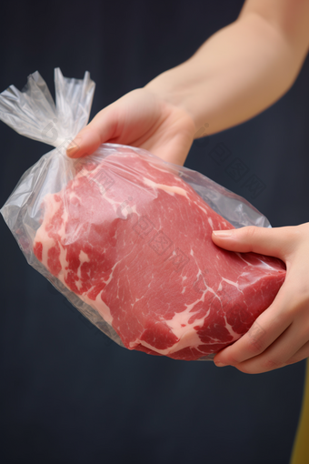 餐饮超市菜场市场猪肉真空包装猪肉加工摄影图