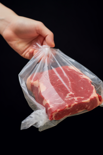 市场猪肉真空包装猪肉加工摄影图