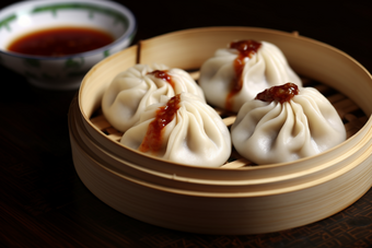 餐饮超市菜场肉类市场猪肉馅包子预制菜摄影图