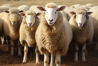 草原细毛羊羊群规模养殖摄影图