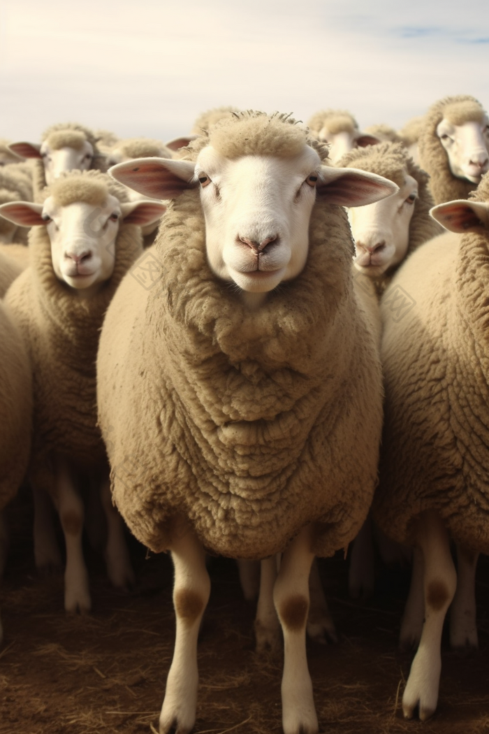 细毛羊羊群肉羊养殖供应摄影图
