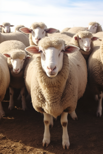 细毛羊羊群产业<strong>养殖</strong>培育摄影图