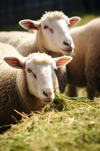 优质农场高山细毛羊幼崽摄影图