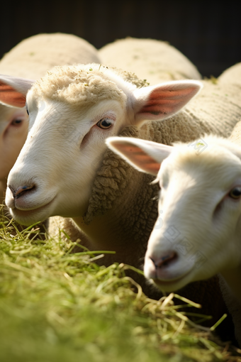 高山细毛羊幼崽规模养殖摄影图