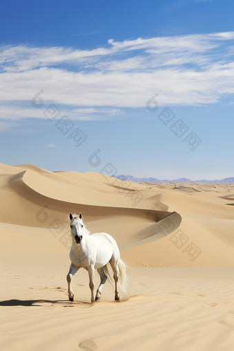 优质蒙古马沙漠摄影图