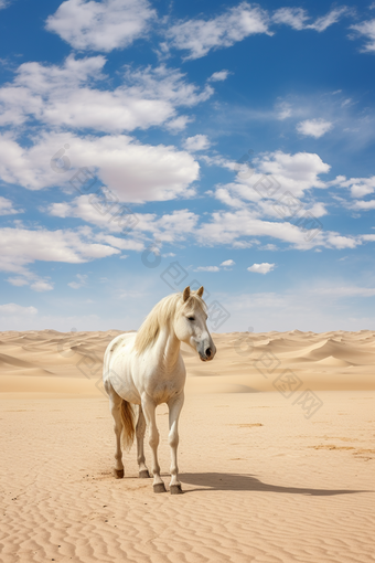 高品质蒙古马沙漠摄影图
